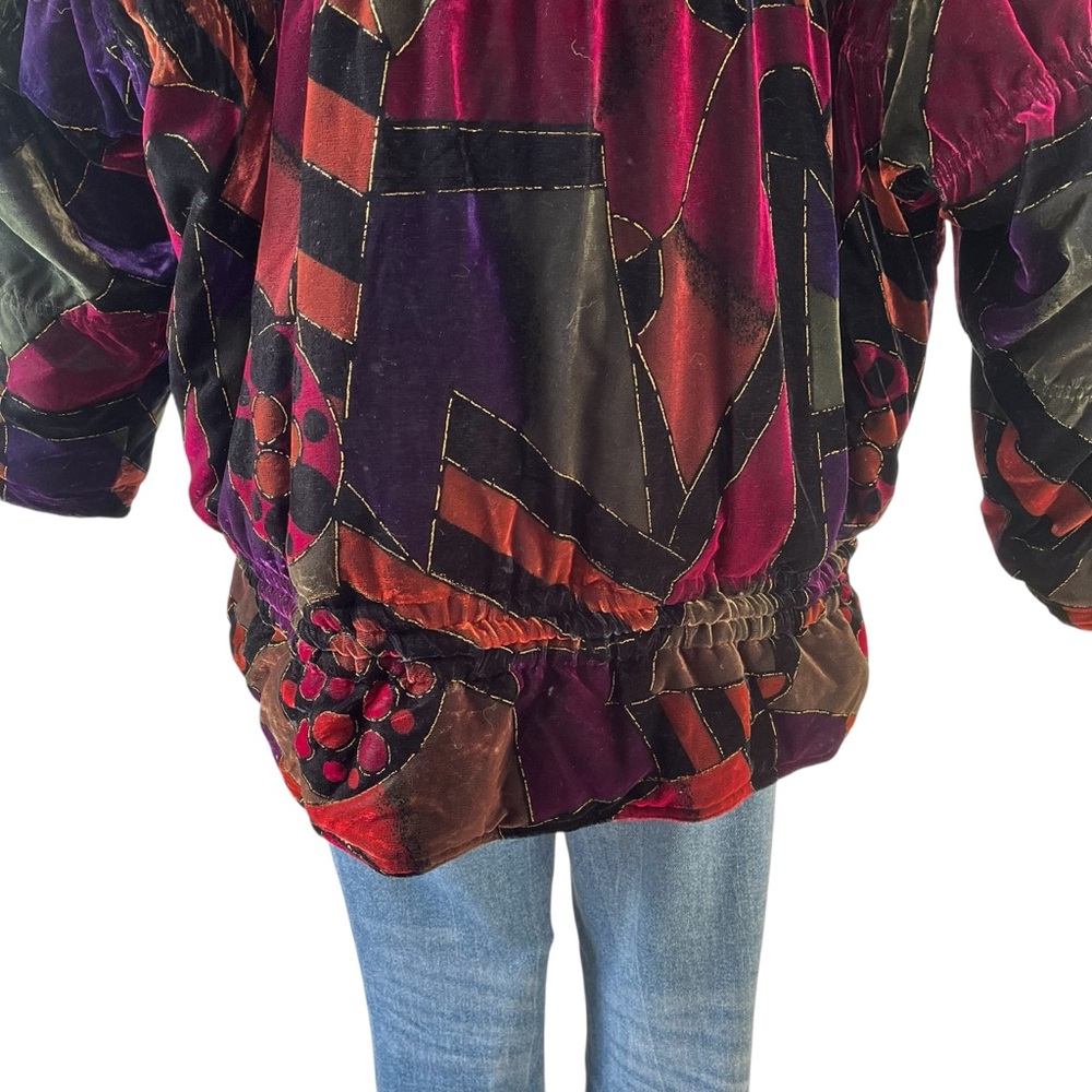 Vintage velvet Mulberry Street insulated winter coat M multicolor jewel tones - Picture 10 of 16